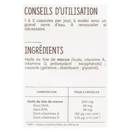 Nutrisanté Les Nutri'Sentiels Huile de Foie de Morue Vitamine D 40 capsules