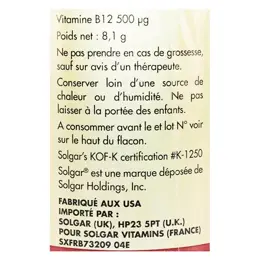 Solgar Vitamine B12 cyano -Cobalamine- 500 microg 50 gélules végétales