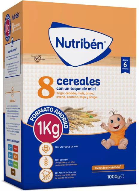Nutribén Papilla 8 Cereales y Miel +6m 1000 gr Formato Ahorro