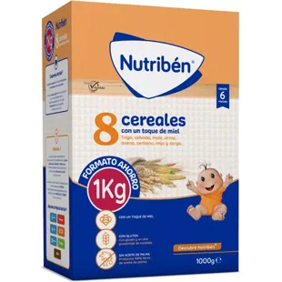 Nutribén Papilla 8 Cereales y Miel +6m 1000 gr Formato Ahorro