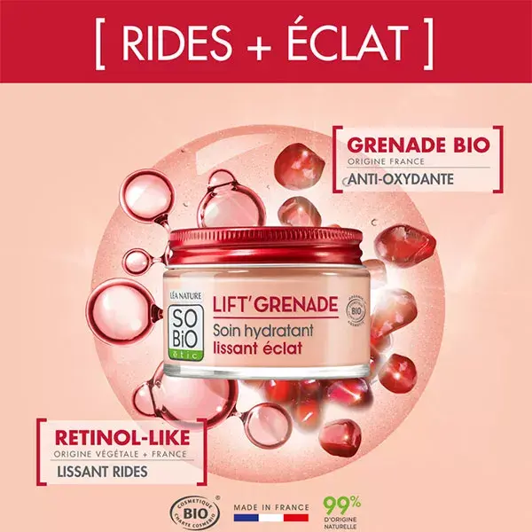 So'Bio Étic Lift'Grenade Soin Hydratant Lissant Éclat Bio 50ml
