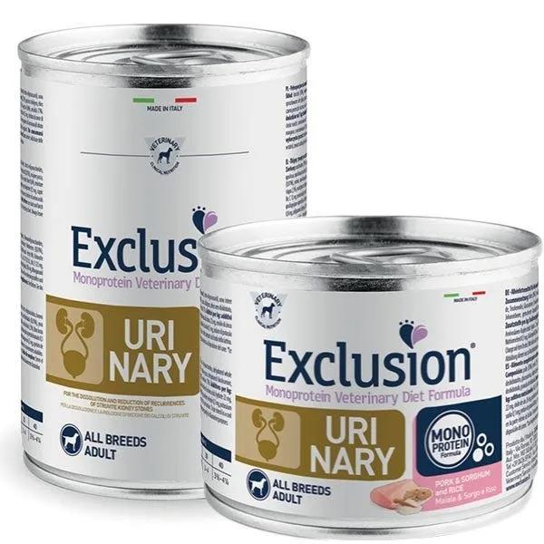 Exclusion Monoprotein Veterinary Diet Formula Urinary Cibo Umido Sorgo/Suino/Riso Per Cani Lattina 200G