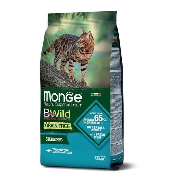 Monge B Wild Grain Free Sterilised Con Tonno E Piselli Cibo Secco Gatti Sterilizzati Sacco 1,5Kg