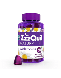 ZzzQuil Natura, Melatonina, Integratore Per Dormire, con Melatonina pura ed Estratti Di Valeriana, Camomilla e Lavanda, 60 Pastiglie Gommose