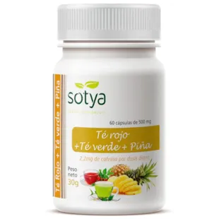 Green Tea, Red Tea and Pineapple 500 mg Sotya 60 Capsules