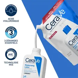 CeraVe Soin Corps Lait Hydratant Eco Recharge Visage et Corps Peaux Sèches à Très Sèches 473ml
