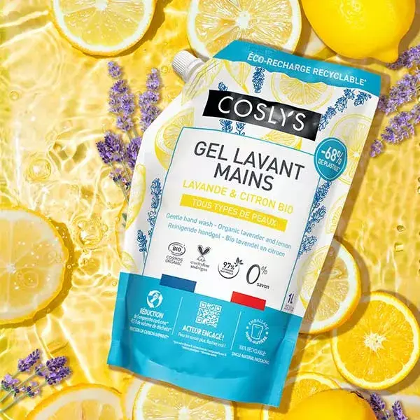 Coslys Gel Lavant Mains Lavande Citron Bio Eco-recharge 1L