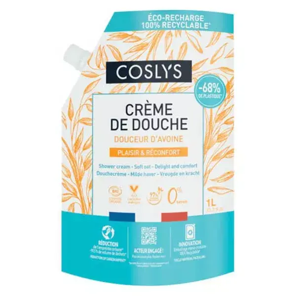 Coslys Crème de Douche Douceur d'Avoine Bio Doypack 1L