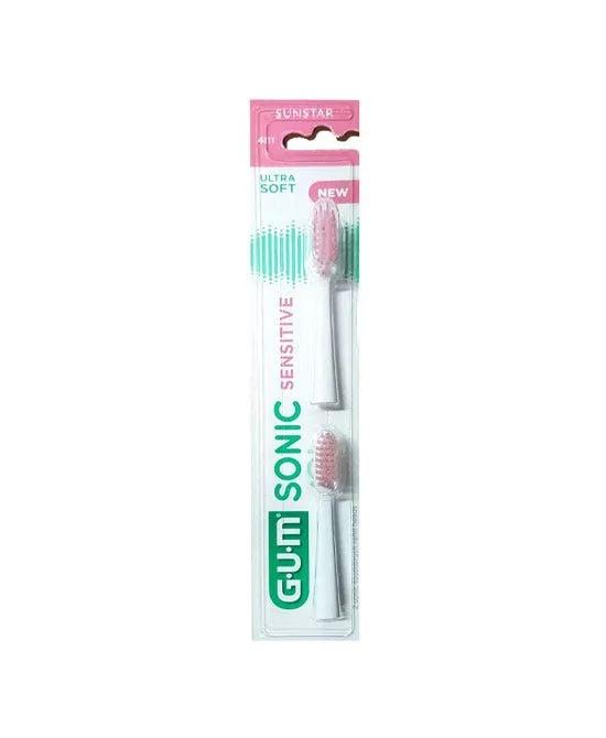 Gum Sonic Sensitive Spazzolino Batteria Refill Testine Ricambio 2 Pezzi