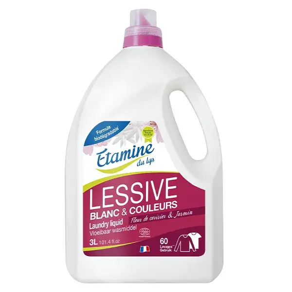 Étamine du Lys Lessive Liquide Fleur de Cerisier et Jasmin Bio 3L