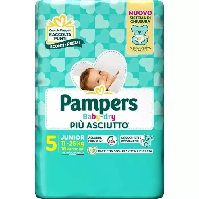 Pampers Baby Dry Junior Pannolini Taglia 5 (11-25 Kg) 16 Pezzi