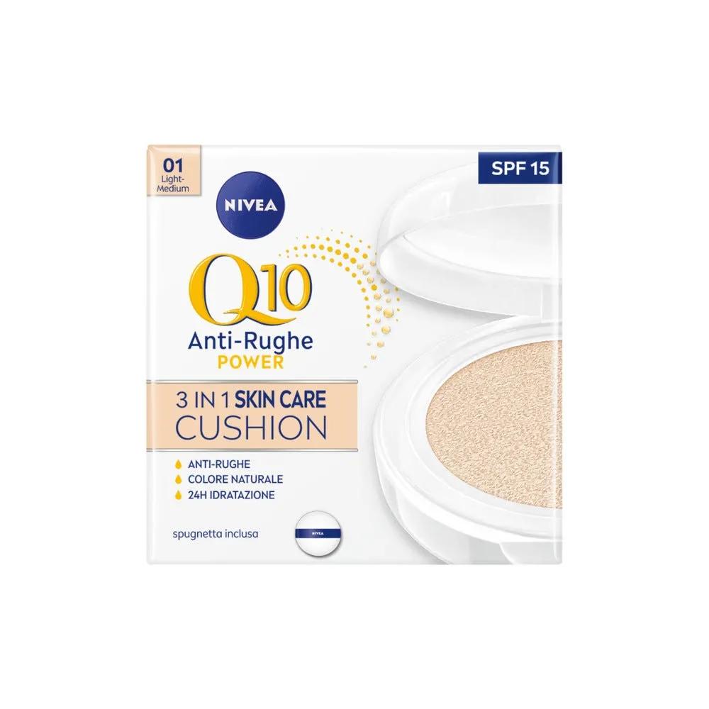 Nivea Q10 Plus Anti-Age 3in1 Skin Care Cushion 01 Light-Medium Crema Viso Colorata SPF15 Anti-Età 15 ml