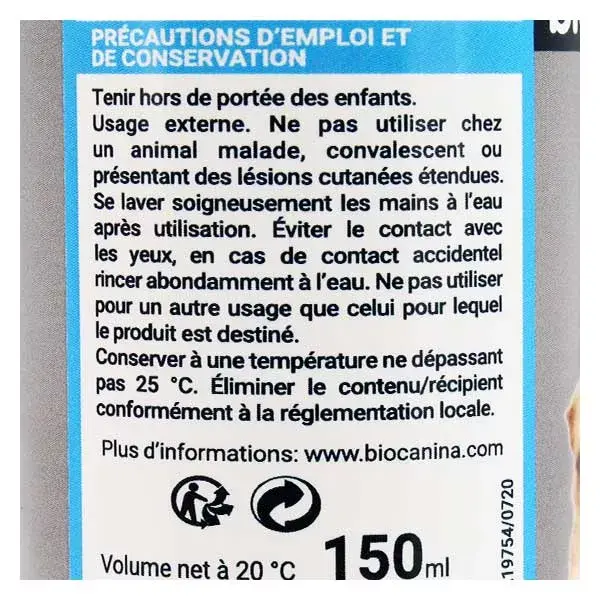 Biocanina Shampoing Antiparasitaire Mousse Sans Rinçage Chien et Chat 150ml