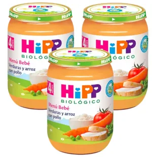 HiPP Tarrito de Verduras y Arroz con Pollo BIO +4m 3x190 gr
