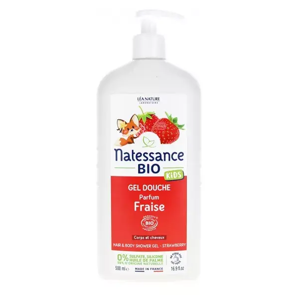 Natessance organic Kids shampoo shower Strawberry vanilla 500 ml