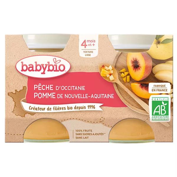 Babybio Mes Fruits Tarros de Melocotón y Manazana a partir de 4 meses 2 x 130g