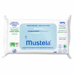 Mustela Lingettes Nettoyantes Compostables Non Parfumées 60 unités