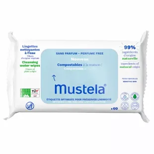 Mustela Salviettine Detergenti Compostabili Non Profumate 60 unità