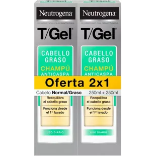 Neutrogena T/gel Anti-Schuppen-Shampoo für fettiges Haar 250 ml + 250 ml