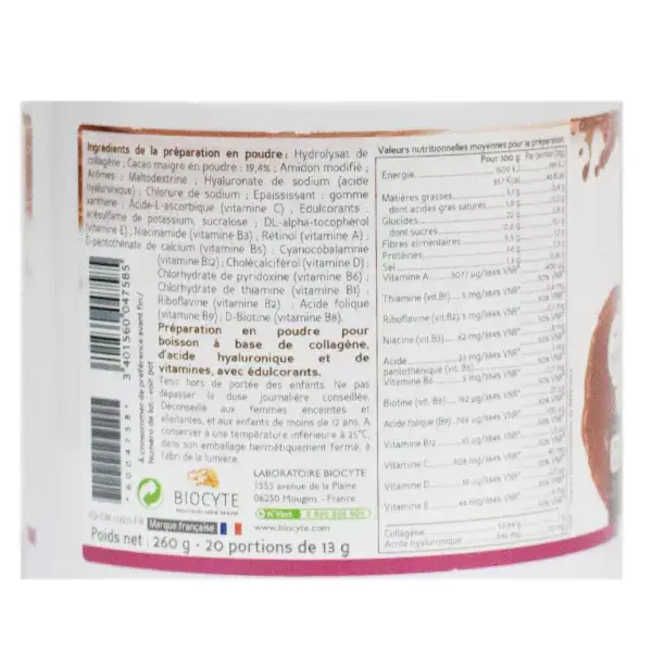 Biocyte Collagen Max Anti-Âge Cacao 260g