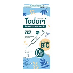 Tadam' Igiene Femminile Tampone Dermo-Sensitif con Applicatore Super Bio 14 unità