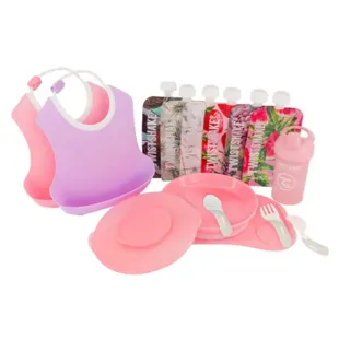 Twistshake Bibs + Tableware + Cup + Reusable Bags Pink