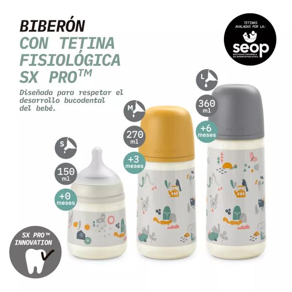 Biberón Suavinex 270 Ml Con Tetina Anatómica - Flujo Medio, Válvula Anticólicos, Para 0-6 Meses