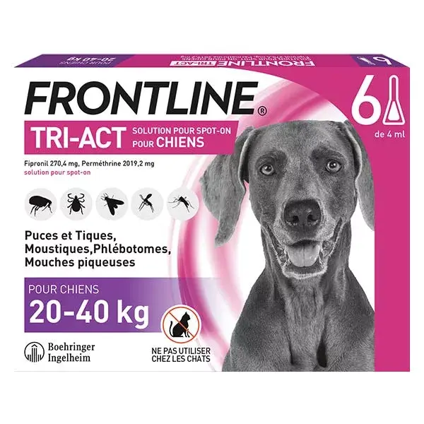 Frontline Tri-Act Chiens L 20 à 40kg 6 pipettes