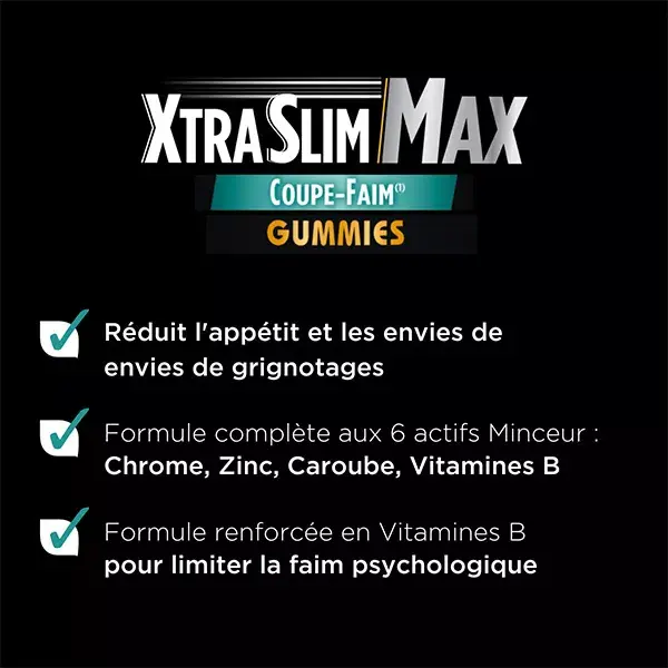 Forté Pharma XtraSlim Max Gummies Appetite Suppressant 60 Gummies Weight Loss Chrome