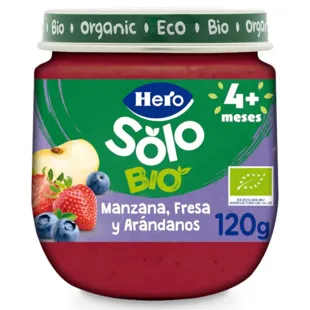 Hero Solo Bio Tarrito de Manzana, Fresa y Arándanos +4m 120 gr