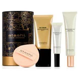 Atashi DD Cream Nude Skin Perfection Intense Bronze Tone + Eye Contour + Radiant Instant Skin Peeling 40ml +Velvet Makeup Sponge