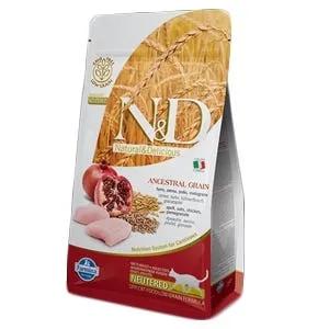 Farmina N&D Ancestral Grain Neutered Pollo E Melograno Gatti Adulti Sterilizzati Sacco 1,5Kg