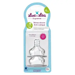 Luc et Léa Tétines Silicone Anti-Colique 4m+ Débit Variable Lot de 2