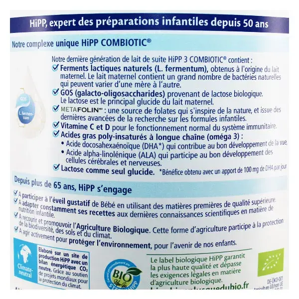 Hipp Bio Lait de Croissance Combiotic 3ème Âge 800g