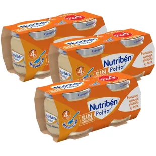 Nutribén Potitos Manzana, Naranja, Plátano y Pera +4m 6x120 gr