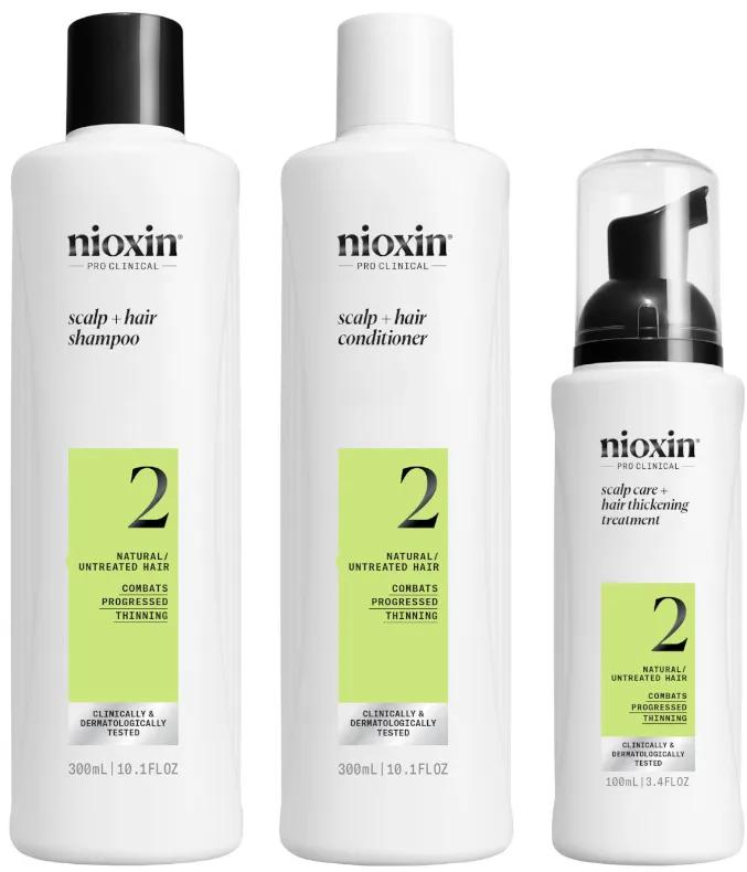 Imagen de Nioxin 2 Cabello Natural Debilitamiento Avanzado Champú 300 ml + Acondicionador 300 ml + Tratamiento 100 ml