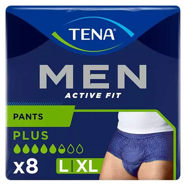 TENA Men Active Fit Sous-Vêtement Absorbant Taille L XL 8 unités