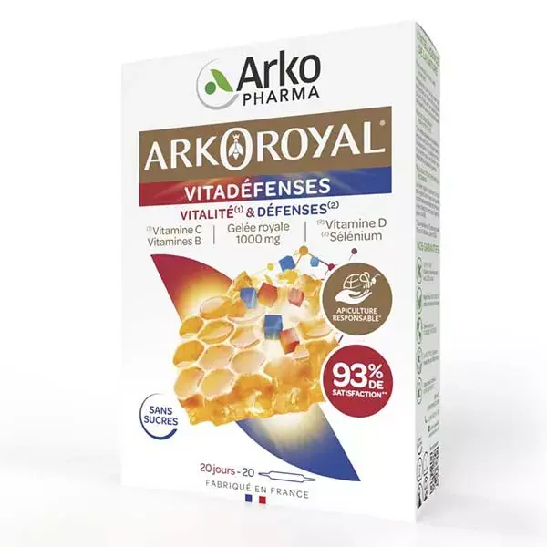 Arkopharma Arkoroyal Vitadéfenses Gelée Royale Vitamines & Minéraux 20 ampoules