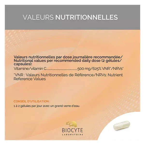 Biocyte Vitamine C Liposomal Fonctionnement Système Immunitaire 30 Gélules