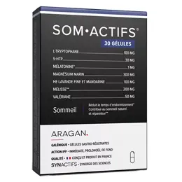 Aragan - Synactifs - Somactifs® - Sommeil - Mélatonine, Magnésium - 30 gélules