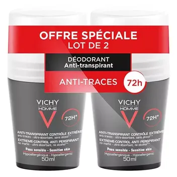 Vichy Homme Deodorante Antitraspirante Roll-on 72H Lotto di 2 x 50ml