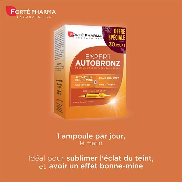 Forté Pharma Expert Autobronz 20 ampoules + 10 Offertes Offre 30 jours Bronzage
