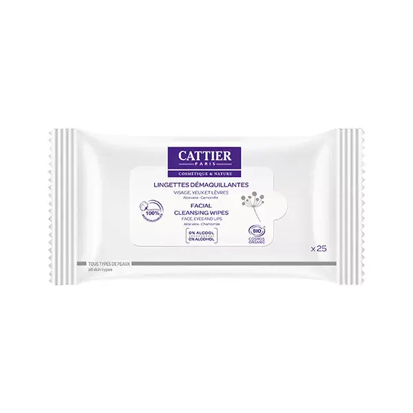 Cattier Organic Face Make-Up Remover Wipes x 25