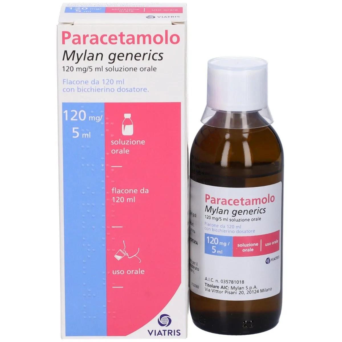 Paracetamolo Mylan 120 mg/5 ml Sciroppo Soluzione Orale Flacone 120 ml