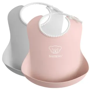 BabyBjörn Bibs Grey/Pastel Pink 2 pcs