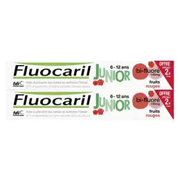 Fluocaril Junior 6-12 ans Dentifrice Gel Fruits Rouges Lot de 2 x 75ml