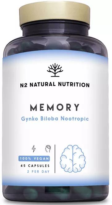 N2 Natural Nutrition Memoria Ginkgo Biloba Nootrópico 45 Cápsulas Veganas