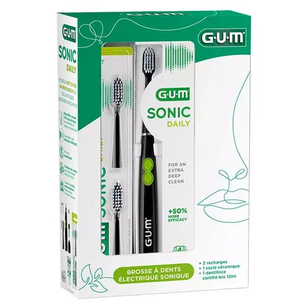  GUM® SONIC DAILY BLACK Coffret Brosse à dents