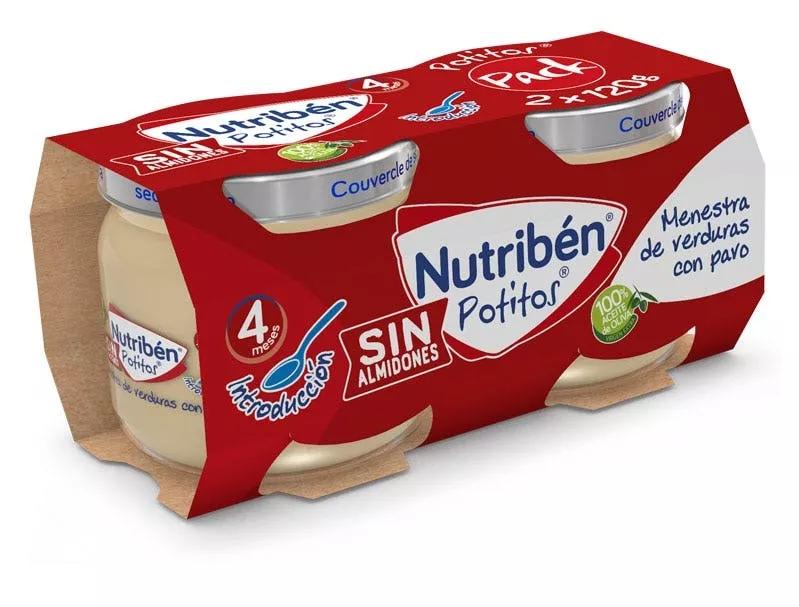 Nutribén Potitos Légumes à la Dinde + 4m 2x120 gr