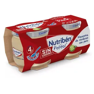 Nutribén Potitos Menestra de Verduras con Pavo +4m 2x120 gr